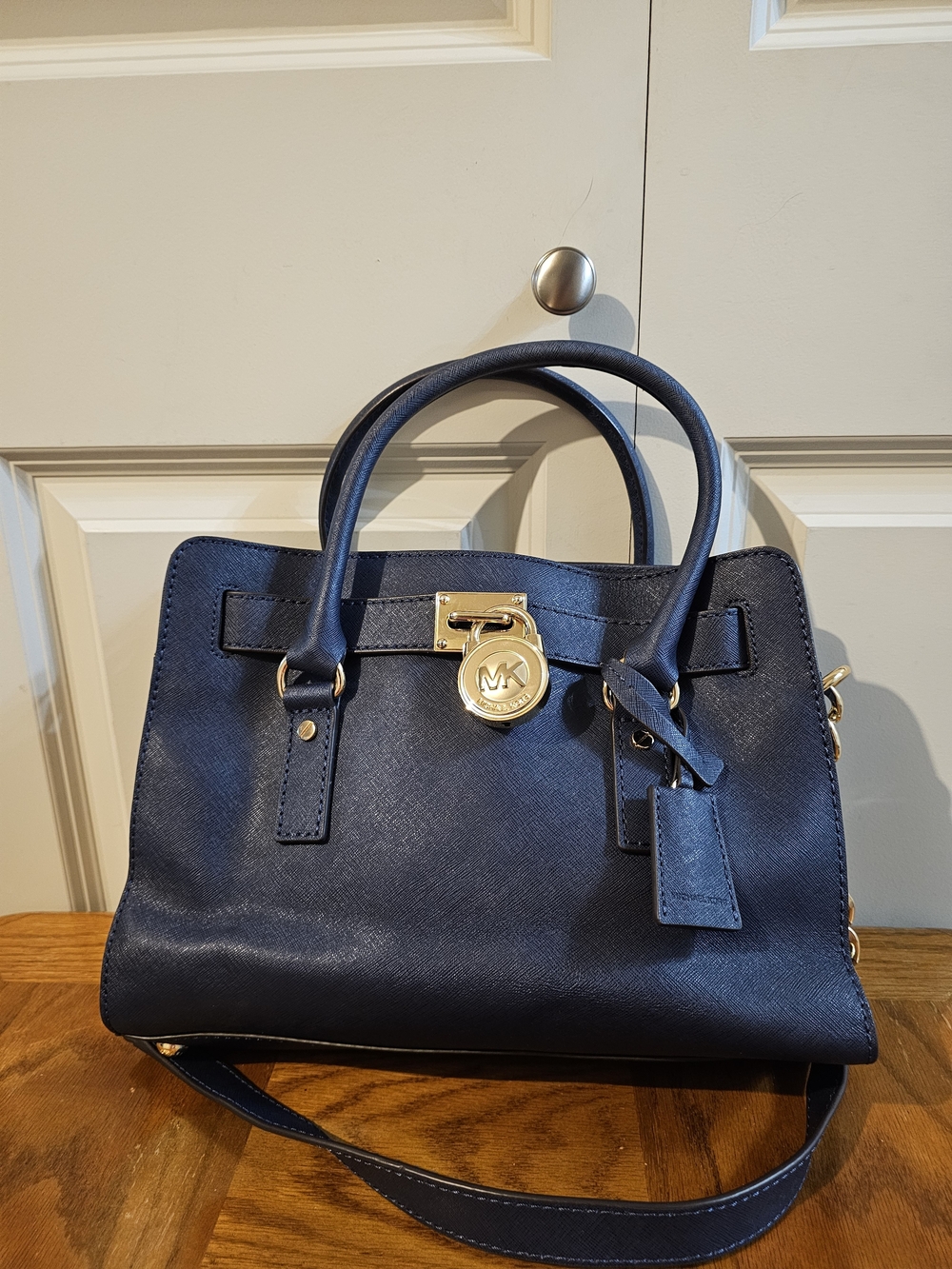 Michael Kors Navy Saffiano Leather Satchel